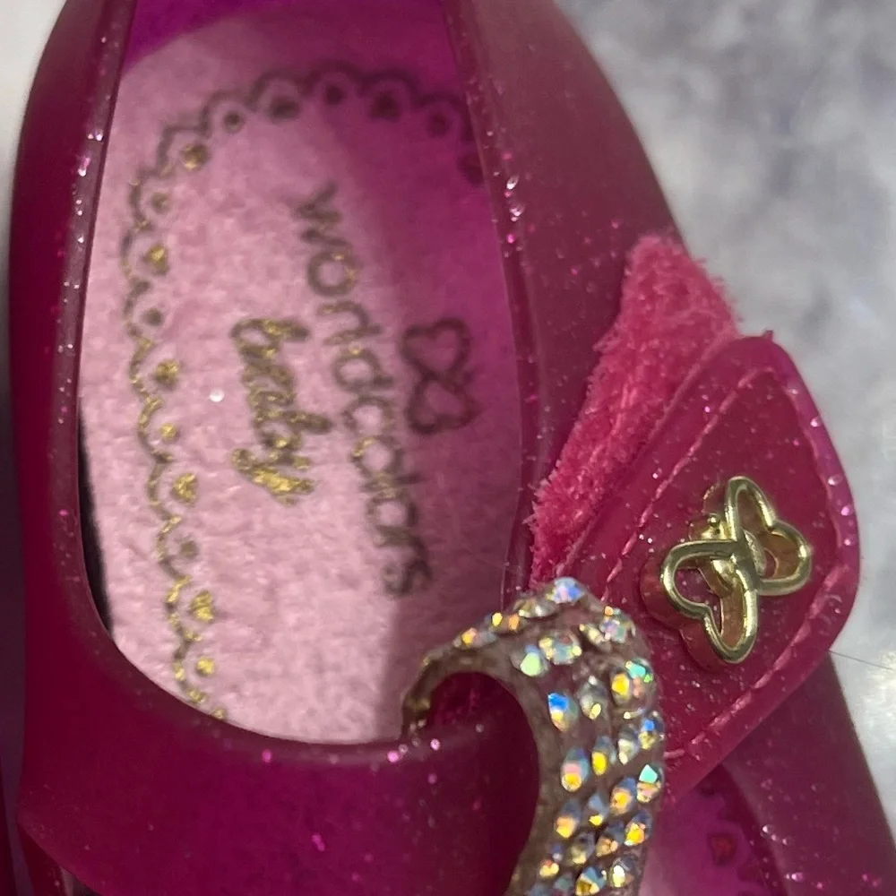 World colors mermaid baby shoes size 2 pink glittery shoes